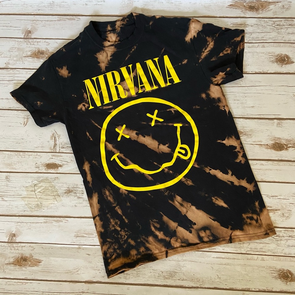 Nirvana bleach tie dyed graphic tee